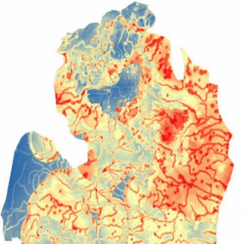 colorful map of Michigan